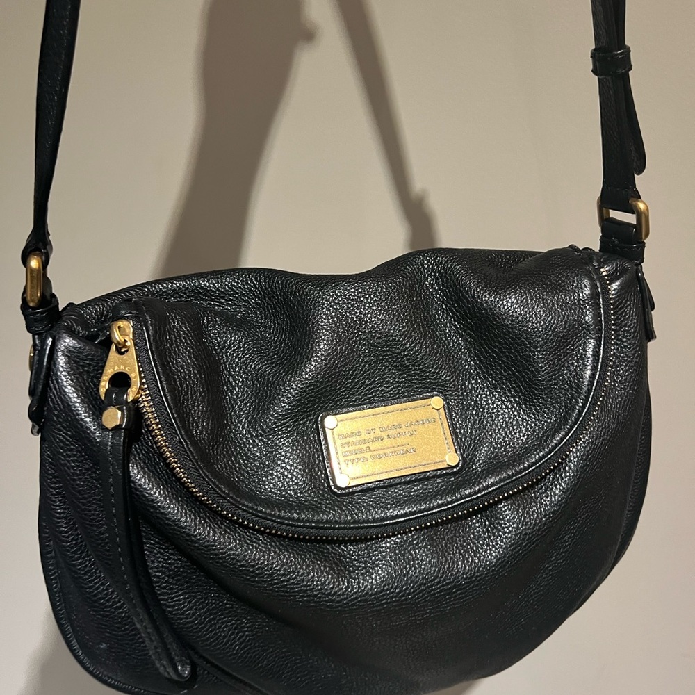 Marc Jacobs Natasha Black Crossbody Bag with Gold Details